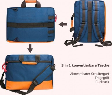 Качественная сумка рюкзак для ноутбука 15.6 дюймов Scope 715767 Синяя с оранжевы. . фото 3