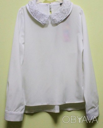 Блузка школьная с длинным рукавом для девочки. Современный дизайн, отличная поса. . фото 1