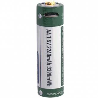Акумулятор Keeppower AA 14500 1,5В 2260 mAh з microUS (Зелений з білим)
Ціна вка. . фото 4