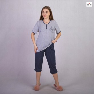 Пижама женская летняя трикотажная футболка с бриджами для беременных и кормящих . . фото 2