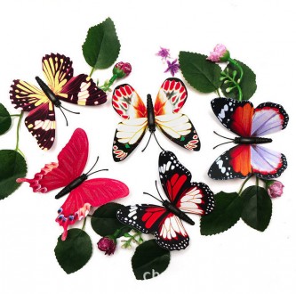 DIY 8cm fluorescent 3D butterfly wall stickers magnetic light reflective glow fl. . фото 3