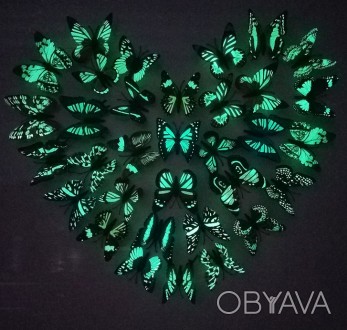 DIY 8cm fluorescent 3D butterfly wall stickers magnetic light reflective glow fl. . фото 1