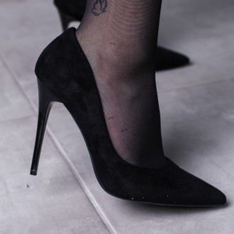 Женские туфли черные Seattle 3448 Туфли женские выполнены из искусственной замши. . фото 9