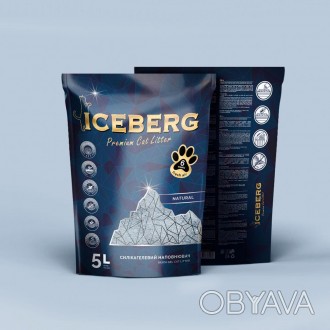 Силікагелевий наповнювач для лотків ICEBERG без аромату 5 літрів