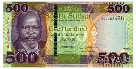 ЮЖНЫЙ СУДАН - SOUTH SUDAN 500 фунтов - POUNDS 2020 Unc  №005