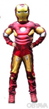 Детский карнавальный костюм для мальчика с мышцами и маской Железного человека р