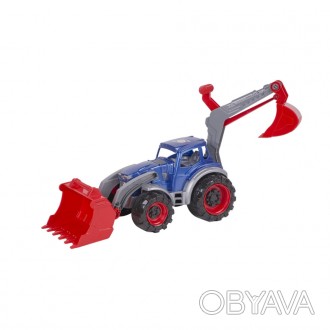 Дитячий яскравий іграшковий трактор навантажувач-екскаватор зроблений з міцного . . фото 1