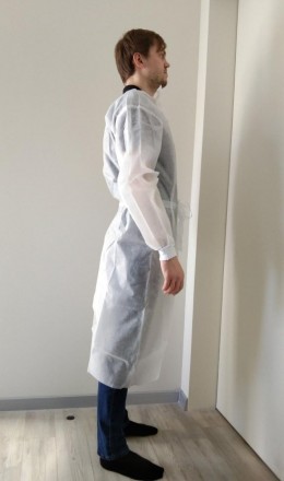 Одноразовый халат на завязках из спанбонда плотностью 30г/м2. Производство Украи. . фото 10