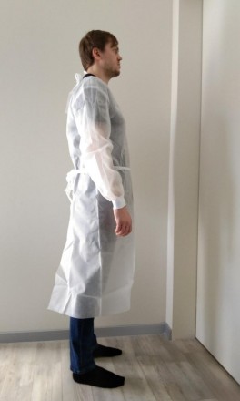 Одноразовый халат на завязках из спанбонда плотностью 30г/м2. Производство Украи. . фото 7