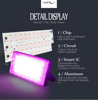 Фито лампа чип 50 Вт/220 В 380-840 нм (полный спектр )
для прожектора SMD 2835
. . фото 2