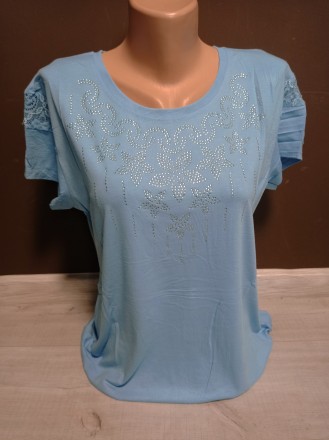 Женская футболка туника Дача Полоска 44-54 размеры синяя мята пудра красная голу. . фото 7
