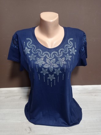 Женская футболка туника Дача Полоска 44-54 размеры синяя мята пудра красная голу. . фото 3