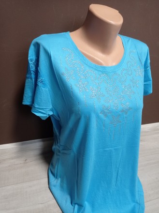 Женская футболка туника Дача Полоска 44-54 размеры синяя мята пудра красная голу. . фото 10