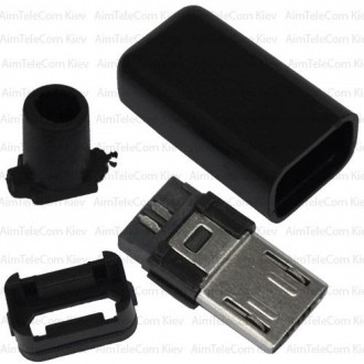 Штекер micro USB 5pin, під шнур, бакеліт, чорний, 1уп-100шт
Штекер micro USB 5 p. . фото 3