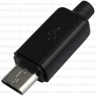 Штекер micro USB 5pin, під шнур, бакеліт, чорний, 1уп-100шт
Штекер micro USB 5 p. . фото 2