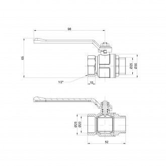 Полнопроходной шаровой кран ICMA Арт. 350 1/2" с красной ручкой, внутренней резь. . фото 3