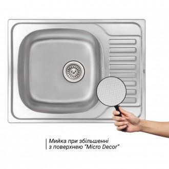 Кухонная мойка Qtap 6550 0,8 мм Micro Decor изготовлена из высококачественной не. . фото 4