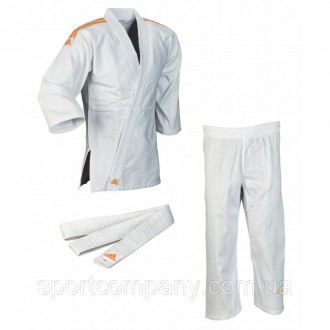 Кимоно для дзюдо серии Club белое с оранжевыми полосами ADIDAS куртка + брюки + . . фото 3