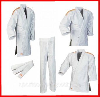 Кимоно для дзюдо серии Club белое с оранжевыми полосами ADIDAS куртка + брюки + . . фото 2