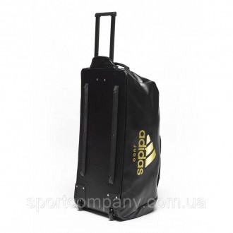 Дорожная черная сумка на колесах с золотым логотипом Adidas Judo сумка спортивна. . фото 4