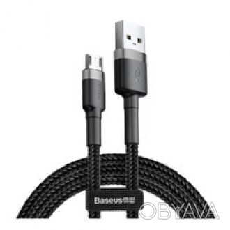 Нейлоновый кабель Baseus Cafule Cable USB to Micro-USB 1m Grey | Black — э. . фото 1