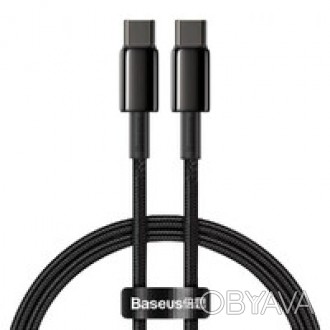 Нейлоновый кабель Baseus Tungsten Gold Cable Type-C to Type-C 100W (2m) — . . фото 1