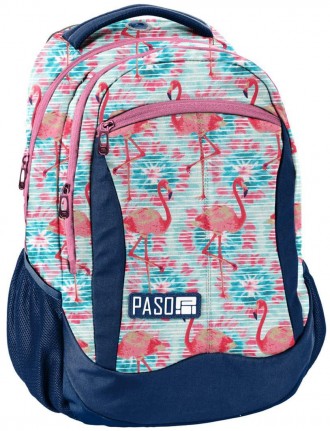 
 Яскравий жіночий рюкзак міський PASO 18-2808FLA16 22L Різні кольори з фламінго. . фото 2