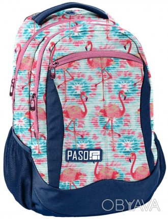 
 Яскравий жіночий рюкзак міський PASO 18-2808FLA16 22L Різні кольори з фламінго. . фото 1