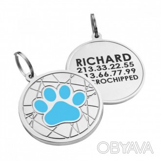 Медальон адресник для собак с лазерной гравировкой из латуни с никелевым покрыти. . фото 1