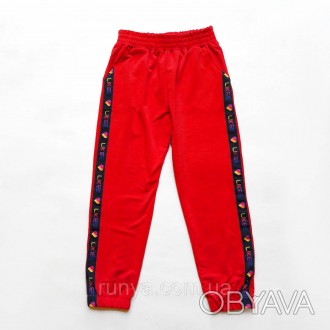 Подростковые спортивные штаны для девочки укороченные Likee, красный 140