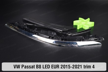 Хромированная накладка на фары VW Volkswagen Passat B8 LED EUR (2015-2019) VIII . . фото 5