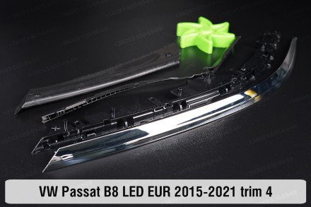 Хромированная накладка на фары VW Volkswagen Passat B8 LED EUR (2015-2019) VIII . . фото 4