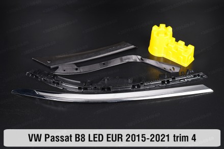 Хромированная накладка на фары VW Volkswagen Passat B8 LED EUR (2015-2019) VIII . . фото 2