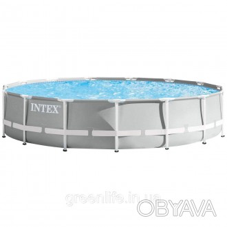 
Каркасний басейн Intex 26724 (457х107 см) з картриджним фільтром, драбиною та т. . фото 1