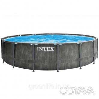 
Каркасний басейн Intex 26742 GREYWOOD (457х122 см) з картриджним фільтром, драб. . фото 1