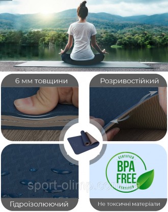 Коврик для йоги и фитнеса PowerPlay 4150 Premium TPE 183*61*0.6 см Синий
Назначе. . фото 6