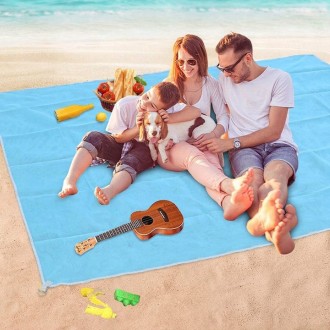 Большой сетчатый коврик для пляжа, пикника 200х200 см Retoo 
S045 blue
Большой п. . фото 8