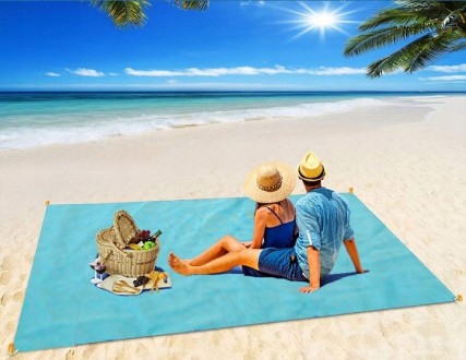 Большой сетчатый коврик для пляжа, пикника 200х200 см Retoo 
S045 blue
Большой п. . фото 2