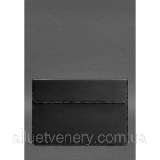  Шкіряний чорний чохол для MacBook 14 - стильний аксесуар, який захистить ваш пр. . фото 2