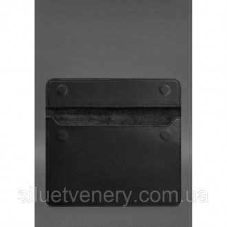  Шкіряний чорний чохол для MacBook 14 - стильний аксесуар, який захистить ваш пр. . фото 4