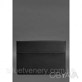  Шкіряний чорний чохол для MacBook 14 - стильний аксесуар, який захистить ваш пр. . фото 1