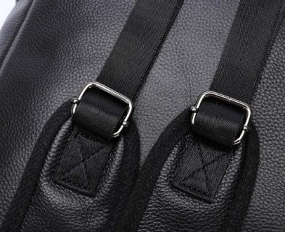 
	Классический кожаный рюкзак для ноутбука унисекс из телячьей зернистой кожи. В. . фото 4