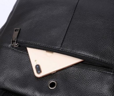 
	Классический кожаный рюкзак для ноутбука унисекс из телячьей зернистой кожи. В. . фото 3