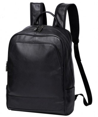 
	Классический кожаный рюкзак для ноутбука унисекс из телячьей зернистой кожи. В. . фото 2