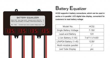 Battery Equalizer HC02
Комплект поставки:
Battery Equalizer HC02 балансир с инди. . фото 8