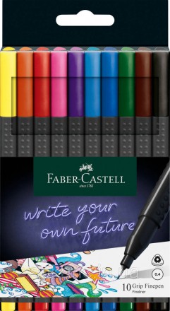 Набір капілярних ручок Faber-Castell FINEPEN Grip, 10 кольорів
• ергономічна три. . фото 2