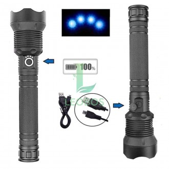 Ліхтарик фонарик військово-тактичний CREE XHP90 USB ZOOM LED 13600 mAh (6800+680. . фото 3