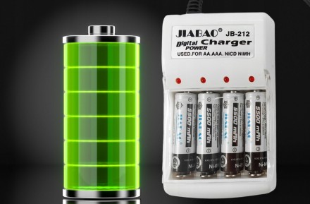 ЗАРЯДНИЙ ПРИСТРІЙ JIABAO JB-212 + 4 АКУМУЛЯТОРИ AA 5500 MAH ДЛЯ АКУМУЛЯТОРІВ AA/. . фото 7