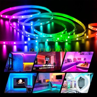 КОМПЛЕКТ СВІТЛОДІОДНА LED СТРІЧКА ЛЕНТА LEDSTRIP 5050 1 МЕТР USB RGB SMD РІЗНОКО. . фото 7