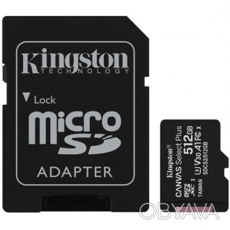 Kingston microSDXC Canvas Select Plus - карта памяти на 512 Гб. Совместима с уст. . фото 1